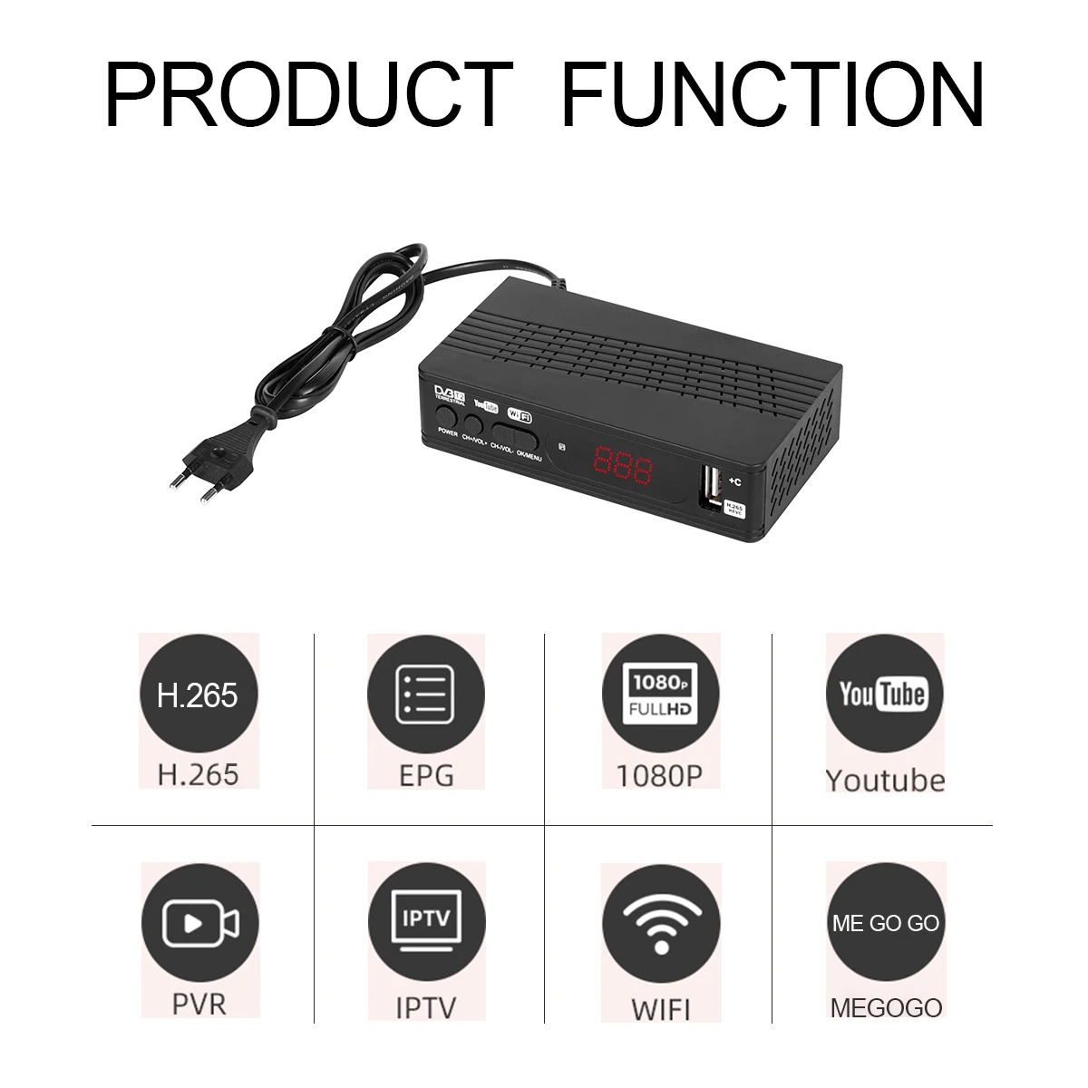 t2 dvb-t2 tv receiver hd digital tv tuner receptor h265 .digital tv receiver iptv box wifi dongle dvbt2  set-top box expressvpn