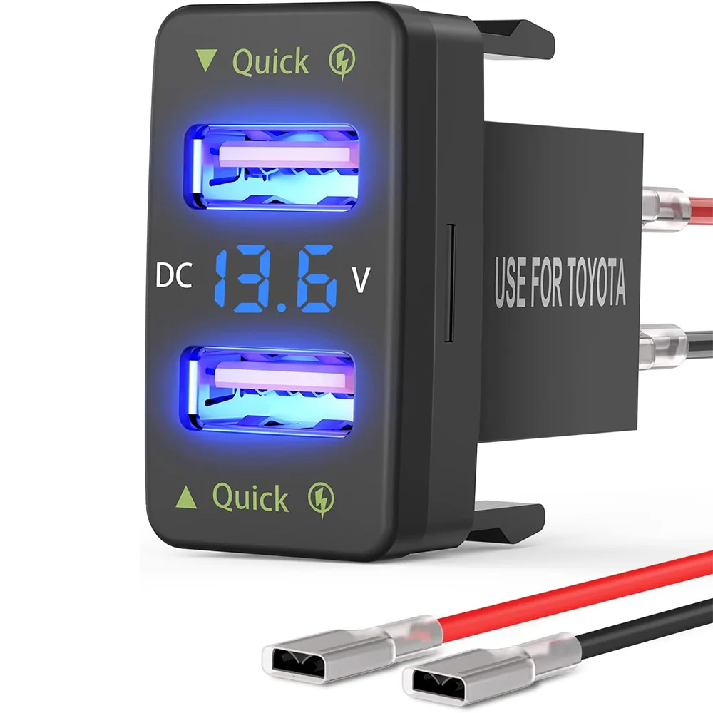 Quick Charge 3.0 Dual USB Port Charger Socket Car Charger Accessories Compatible with Mobile Phones for Toyota