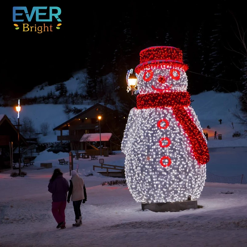 LED  Outdoor Christmas Sculpture 3D Snowman Motif Light For Indoor Decoration