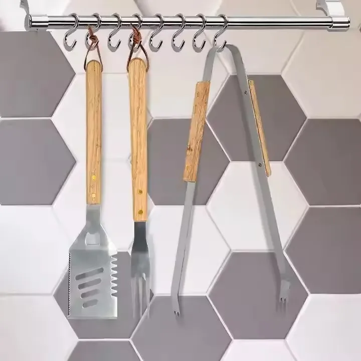 Christmas Gift Spatula Camping 3 Pcs Knife Kit Barbecue Grill Utensils Stainless Steel Bbq Tool Set With Bamboo Box