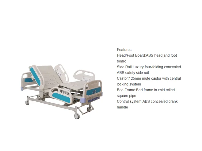 
Hospital equipment 3 cranks patient manual medical bed 