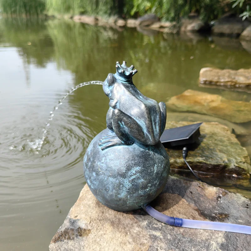 polyresin frog waterfall fountain statue garden waterfall water feature decoration ornament statue resin Solar Water Fountain