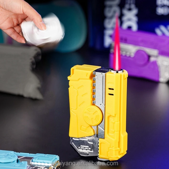 Mecha Gyro Windproof Butane Lighter Red Flame Refillable Gas Lighter for Cigarettes Wholesale Deals .jpg