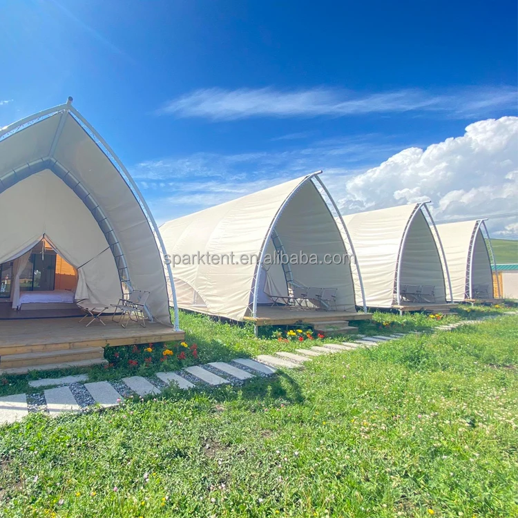 Wholesale Customized 35 Square Meter Floor Area Sailing Shaped Safari Glamping Tent for Camping