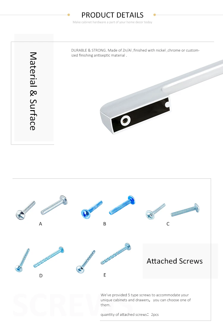 Matt chrome u shaped furniture cabinet pull handle cabinet furniture drawer handle
