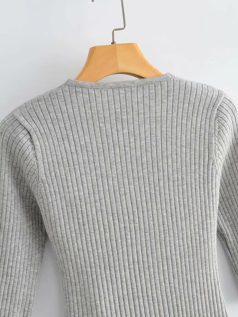 
Fashion v-neck women sweater jumper knitwear cross split loose female knitted pullovers for girls 