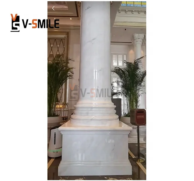 Indoor Decoration White Pattern Round  Column Roman column Ariston white marble column
