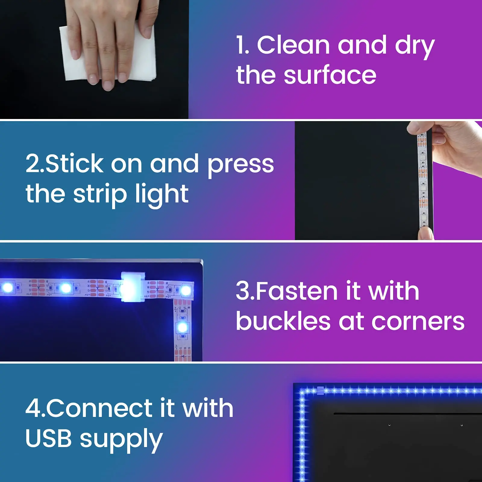 5V Led TV backlight smd5050 rgb led strip 3m 5m multicolor ip65 waterproof usb connect smart rgb strip Light