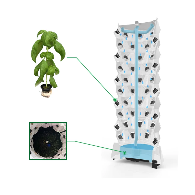 Hydroponics Growing System Vertical Farming Rotating Tower Aeroponic Tower Planting System With Grow Light