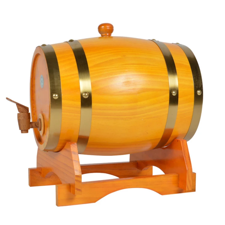 5L Oak Barrel for Storage or Aging Wine & Spirits Wine Barrel Holder for Wine Bar or Beverage Tubs