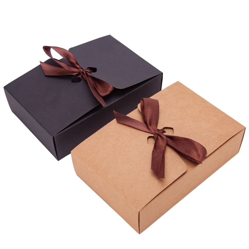 Custom Logo Gift Box Kraft Paper Box Bowknot Small Gift Holiday Birthday Scarf  Packaging Box Free sample