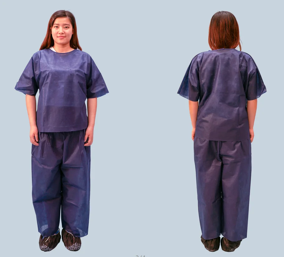 Disposable Medical Uniform Scrub suit Jacket Isolation gown with Tie Waist Pant