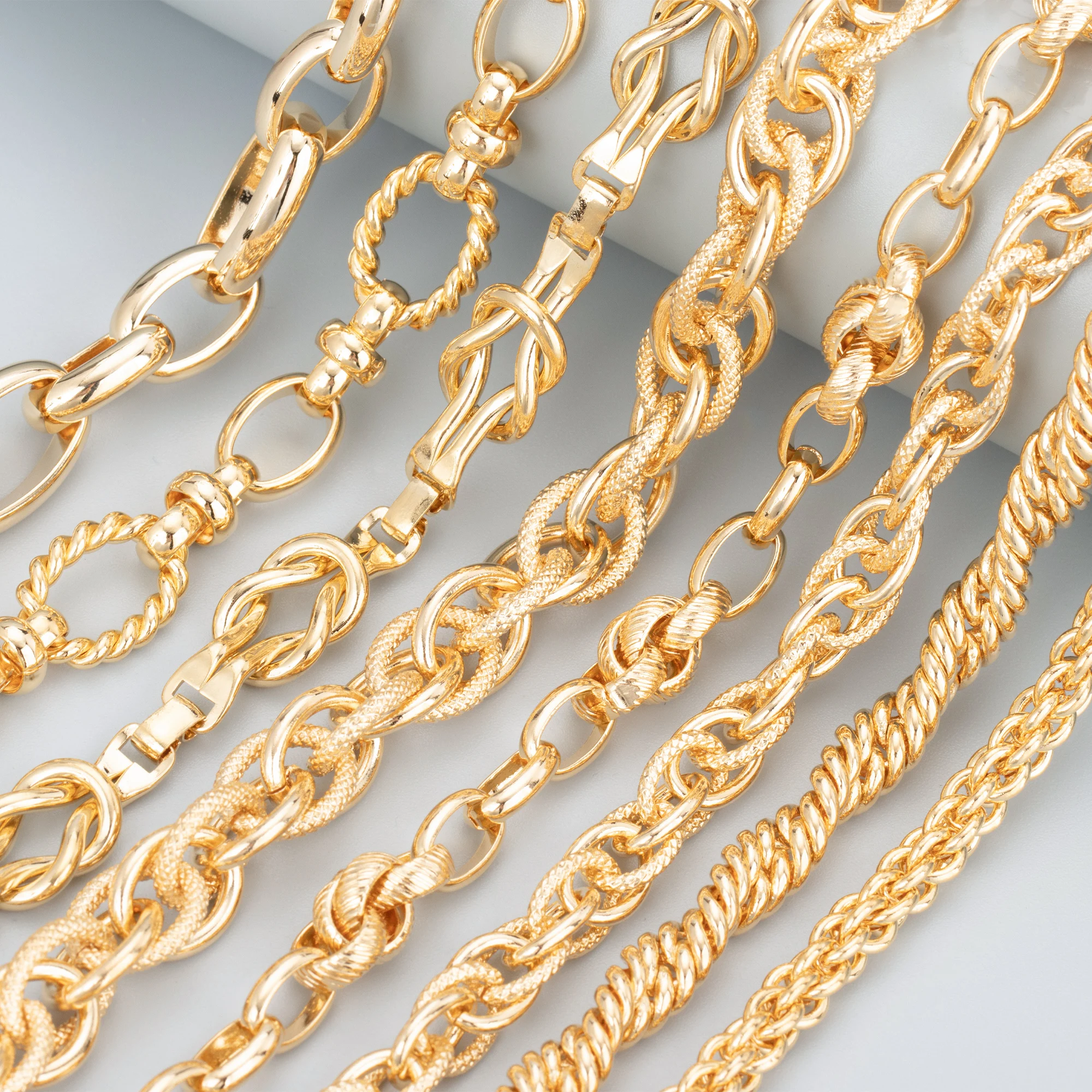 C172  Punk Hip Hop Style Metal Thick Chain 18k gold plated,copper Diy Necklace Chain Women Jewelry Making Accessories,1m/lot