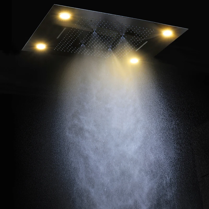Bathroom Bluetooth Music Shower Set Ceiling LED Rainfall Waterfall Shower head System Thermostatic Mixer Faucet Massage Body Jet