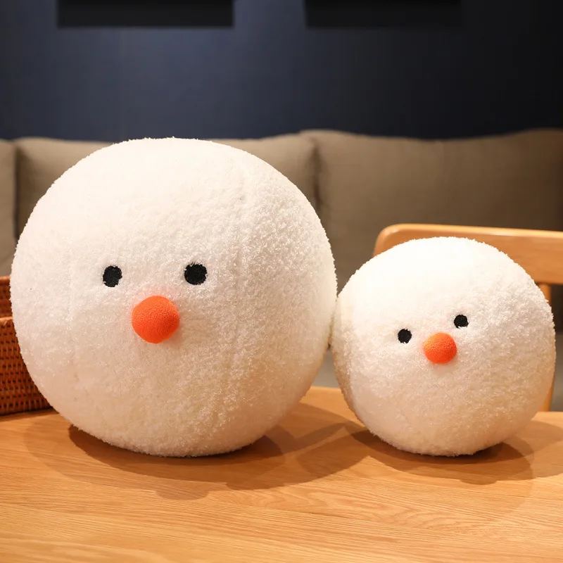New White Snowball Doll Snowman Throw Pillow Snowman Plush Toy Pendant Cartoon Christmas Gift Soft Throw Pillow Sofa Cushion