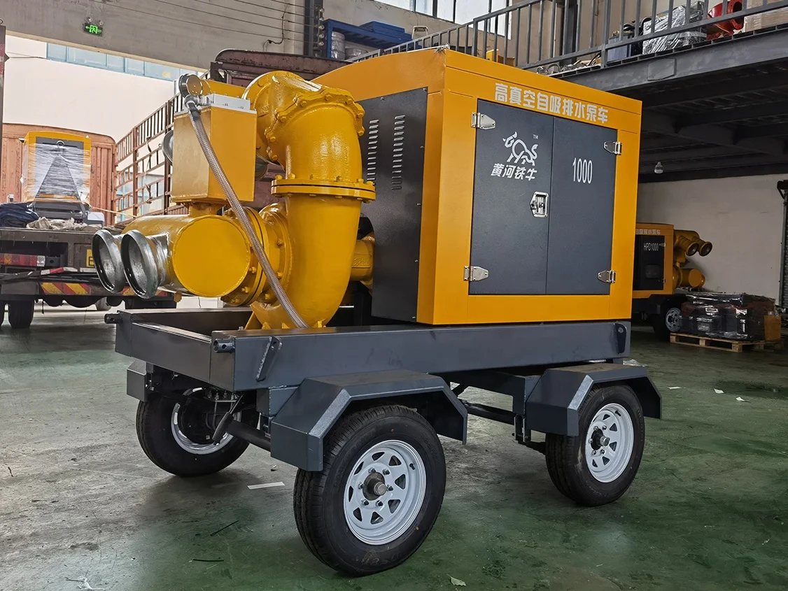 12inch movable diesel engine trash pump self-priming water pump with wheels