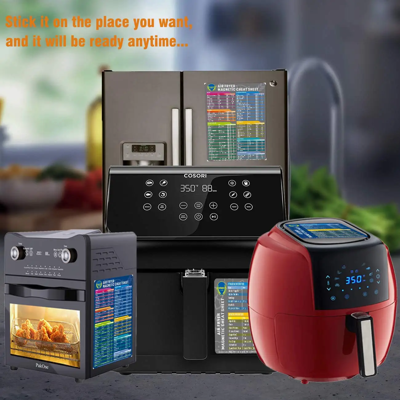 Air Fryer Magnetic Cheat Sheet Set Air Fryer Accessories Cooking Times Chart Air fryer Time Sheet Quick Reference Guide for Cook
