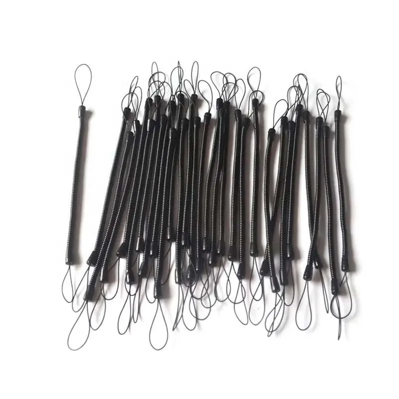 Chinese Factory Sale Black Retractable Spring Coil Straps 17cm Plastic Spiral Stretchy Key Holder Stylus Lanyard Cord