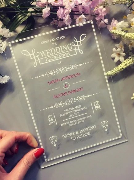 Customized  Color Style Acrylic Wedding Invitation Cards