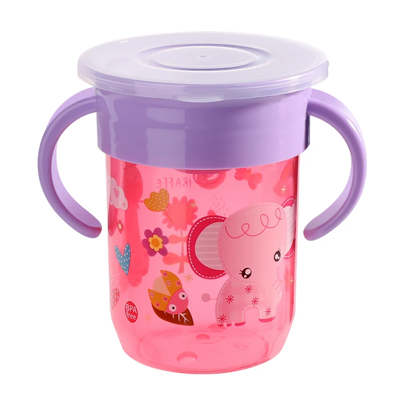 Cartoon Funny 360 Spoutless  Kids Children Transition Cup Travel Friendly Leak Free Sip Cup
