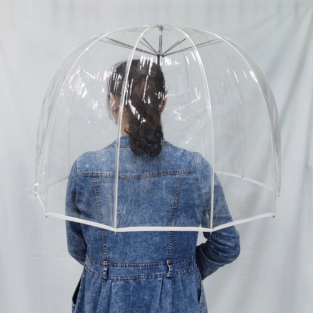 PVC Umbrella Clear Transparent Straight Umbrella With Customized