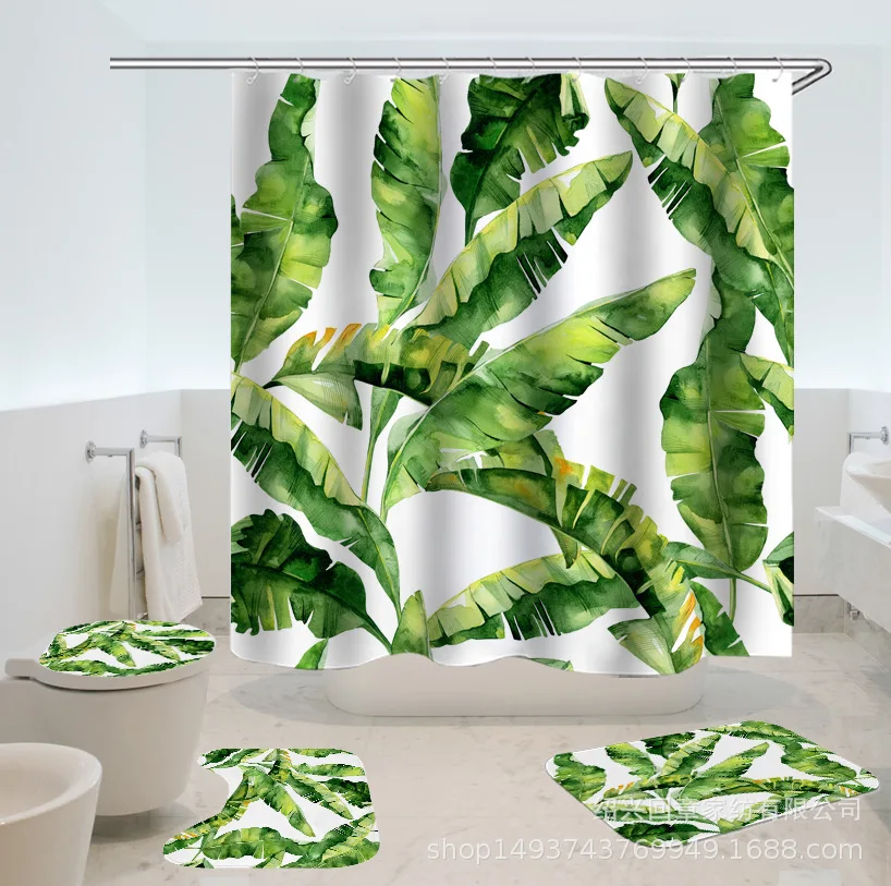 Modern 3D Printing Forest Shower Curtain Green Plant Tree Landscape Bath Curtain With Hooks For Bathroom waterproof scenery