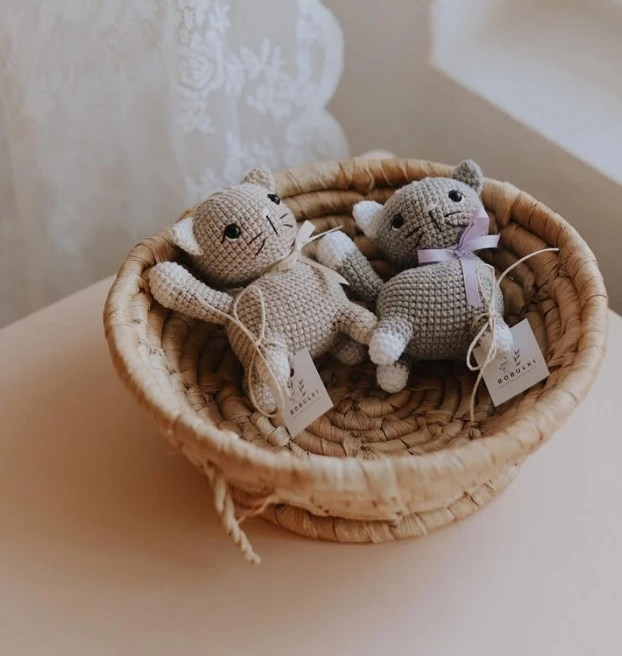 Customized Color and Logo Cute Crochet Cat Toys Multi Yarns Material Chenille Soft Kitty Toy for Kids Amigurumi Cat