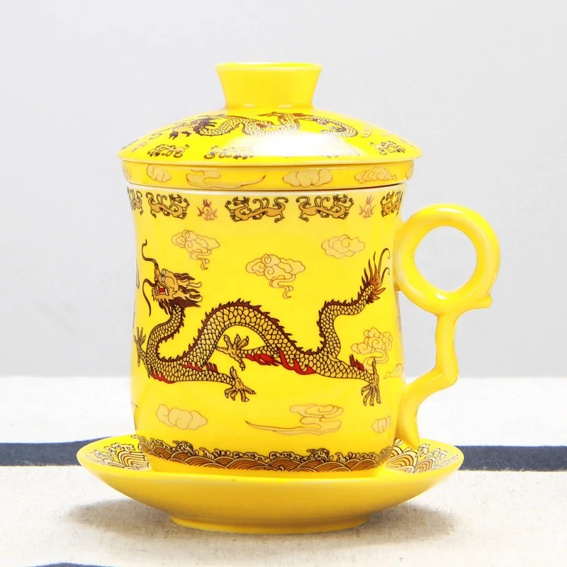 Wholesale Custom Tea Cups and Saucers Ceramic Bone China Cup Sets for Coffee and Tea Infuser Tea Cup With Lid Set of 4 Pieces