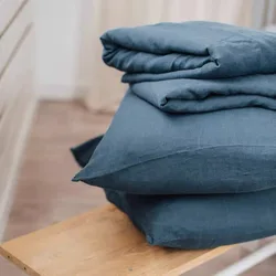 Wholesale 100% pure stone washed flax french linen bedding set natural duvet cover set oekotex bedsheet set