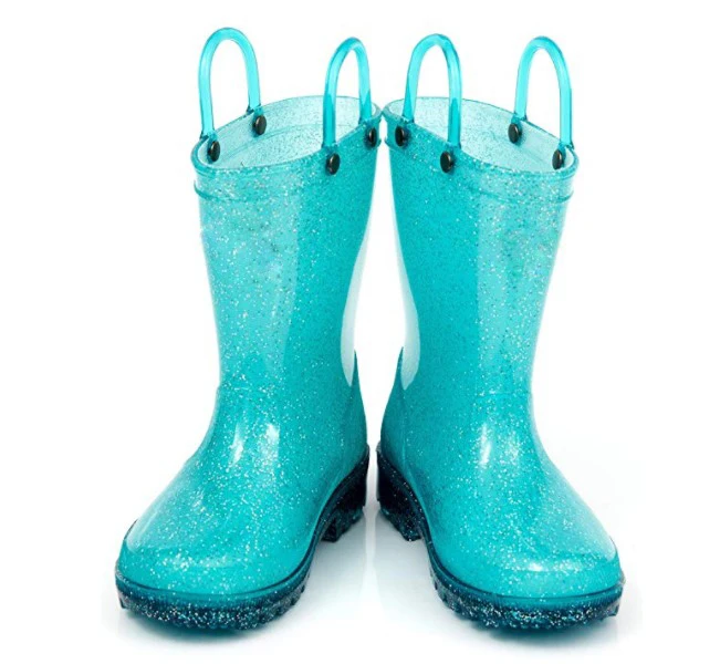 High quality beautiful waterproof pvc rain boots with LED light for kids