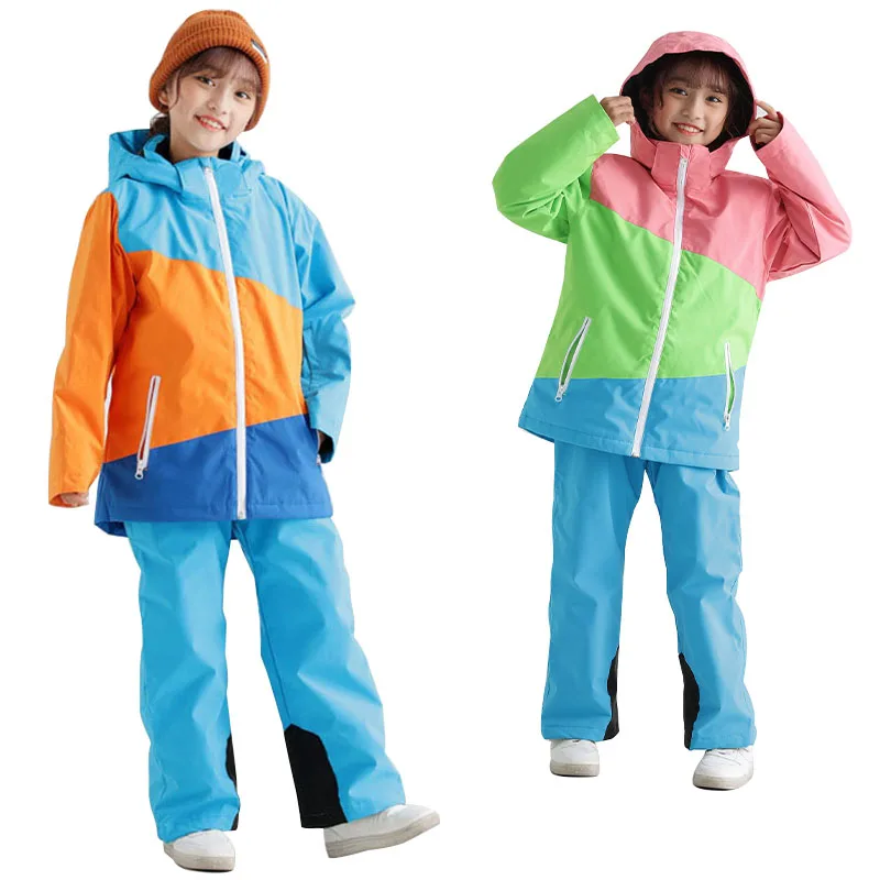 One Piece Snowsuits Kids Child Overalls Ski Snowboard Pants Costume Winter Clothes Outdoor Waterproof All In One Ski Suit