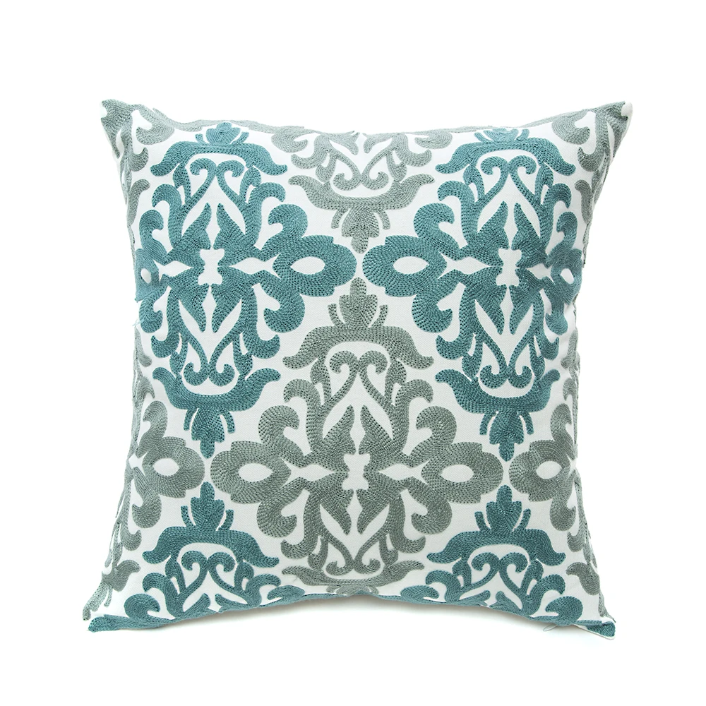 Decorative Embroidered Throw Pillows Covers Cushion Cases for Couch Sofa Bed Wine Red Grey Accent Geometric Floral