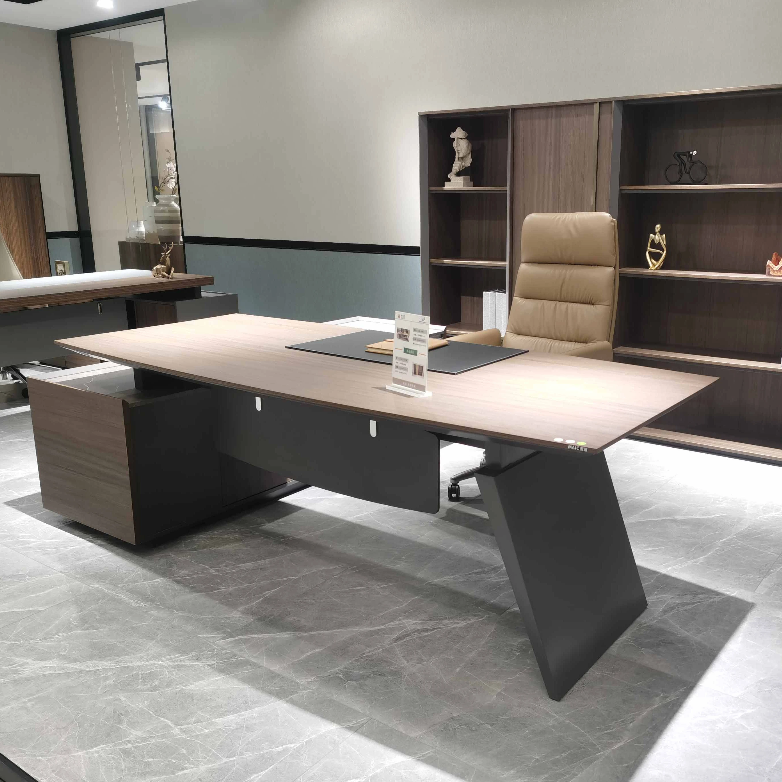 High Quality Office Furniture Table Modern Design Company Executive Melamine Boss Desk With Side Cabinet