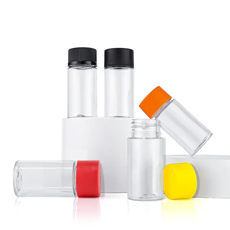 Custom child proof caps plastic jar tubes packaging container PET child resistant candy tablet medicine pill bottle with CRC lid