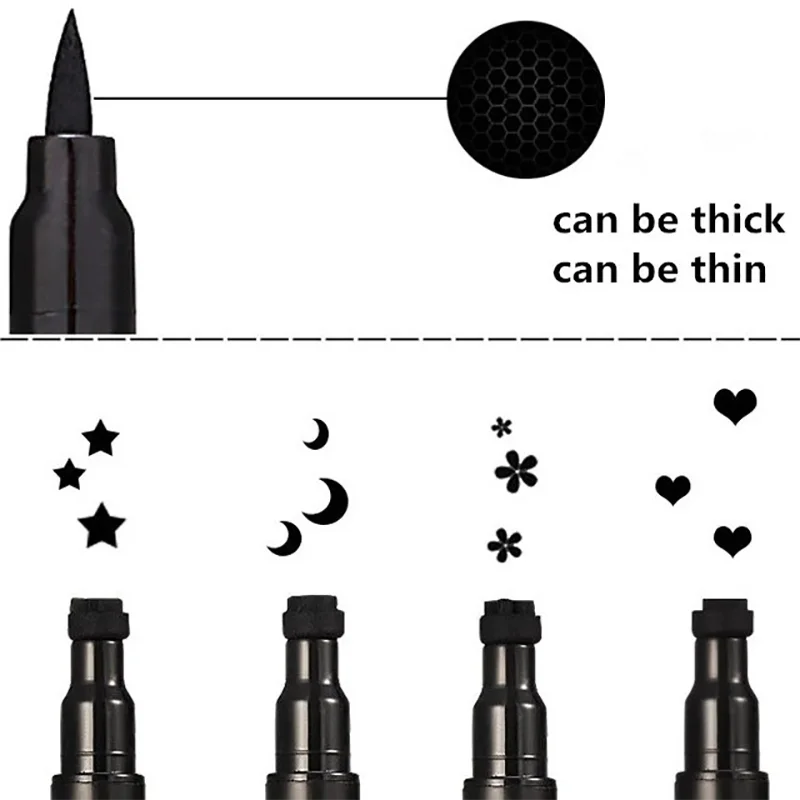 2 in 1 Stamp  Eyeliner Set  Colorful Eyeliners Love Star Flower Stamp Double Head Waterproof No Logo Eyeliner