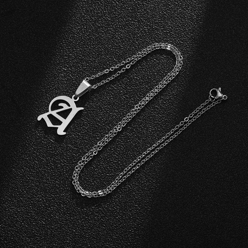 No Fade Initial Jewelry Curb Cuban Link Chain Customized Name Old English Font 26 Capitalized Letter necklace For Women Men