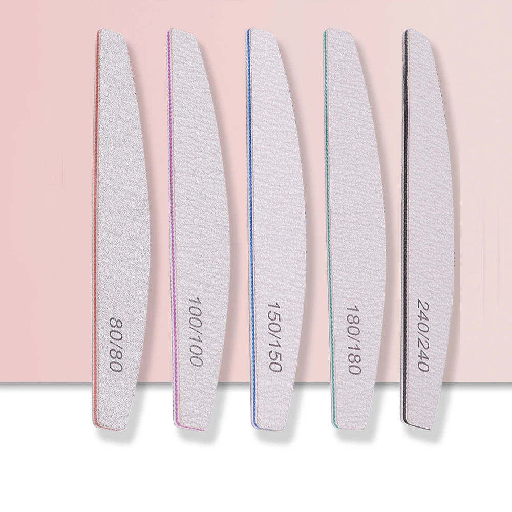 80/100/150/180/240grit Wholesale Double-Sided Zebra Half Moon Nail File Sandpaper