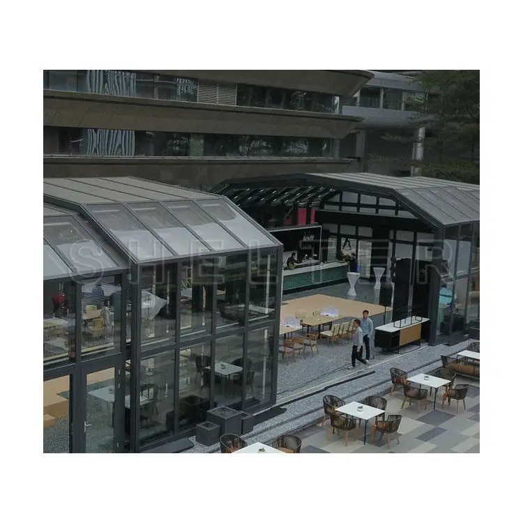 Free Standing Sunroom Four Season Restaurant Enclosure with Retractable System