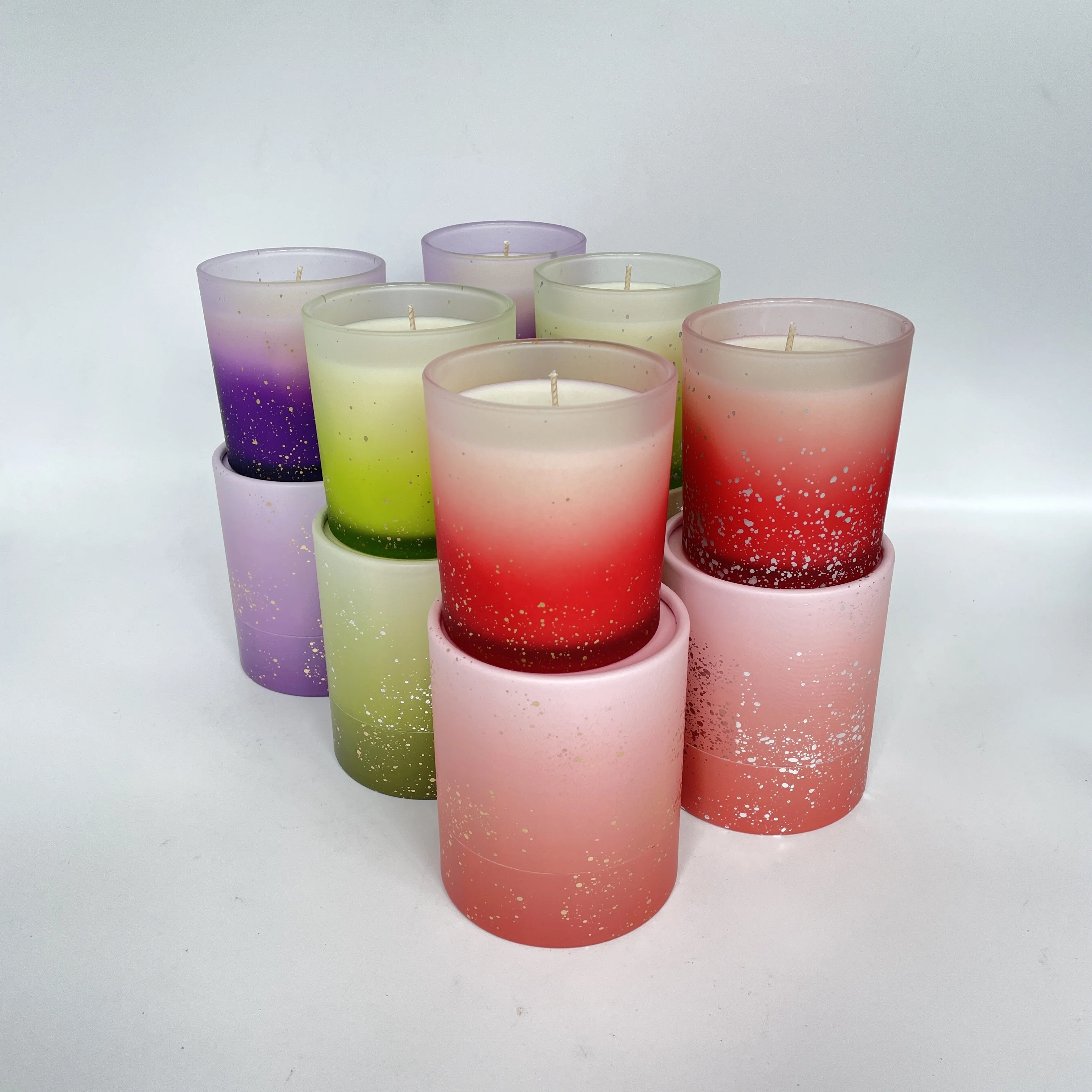 Strong Scent Candles 10% Oil Soy Wax 100% Natural Gradient Glass Cylinder Luxury Scented Candles Private Label Big Small Candle