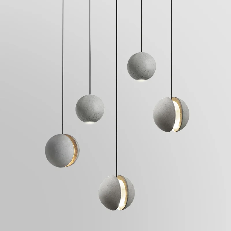 Simig lighting nordic simple small round cement planet pendant light restaurant bar concrete moon pendant lamp