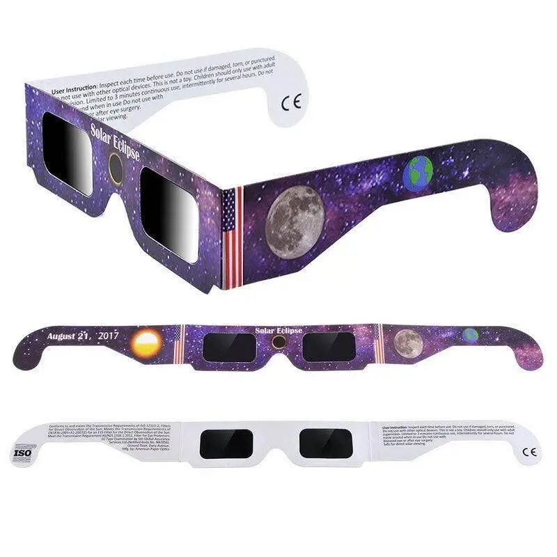 2023 2024 Wholesale Customized Design Solar Eclipse Glasses Viewing Paper Glasses for Adult and Children