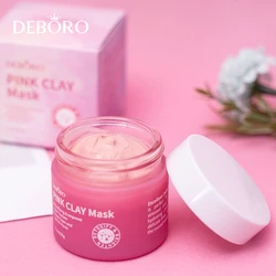 Hot Selling Private Label Natural Organic Facial Cleansing Kaolin Mud Mask Skin Care Face Brighten Whitening Rose Pink Clay Mask