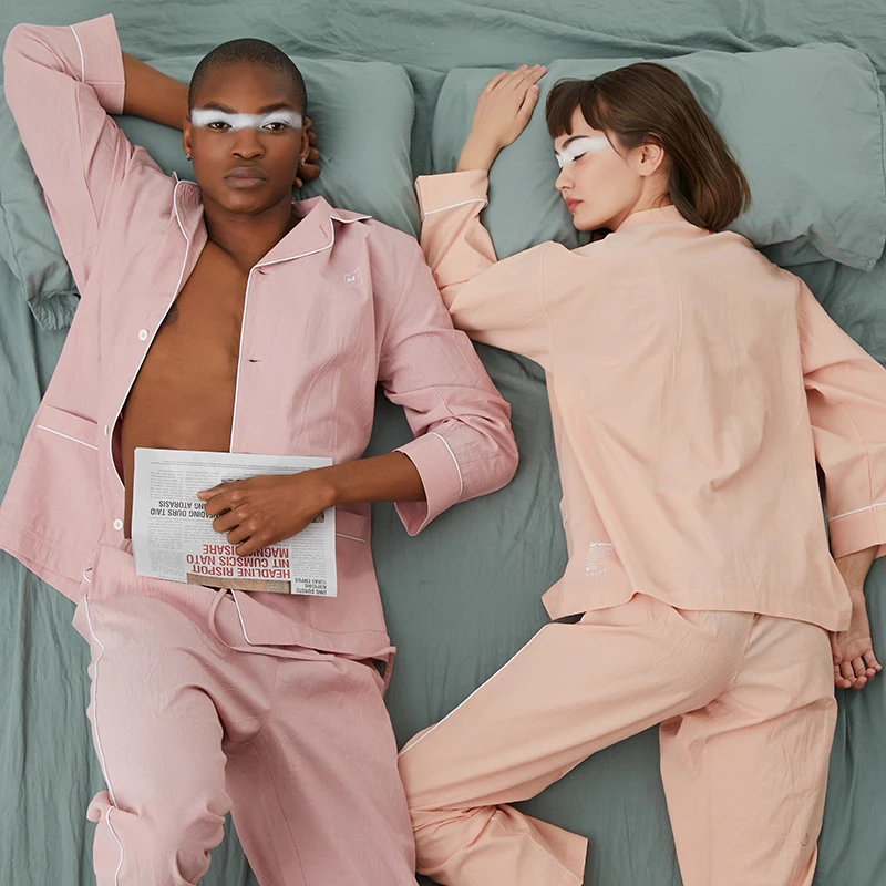 Пижама Мужская с длинным рукавом хлопковая Свободная Домашняя одежда для пар вареная Хлопковая пижама весна-лето