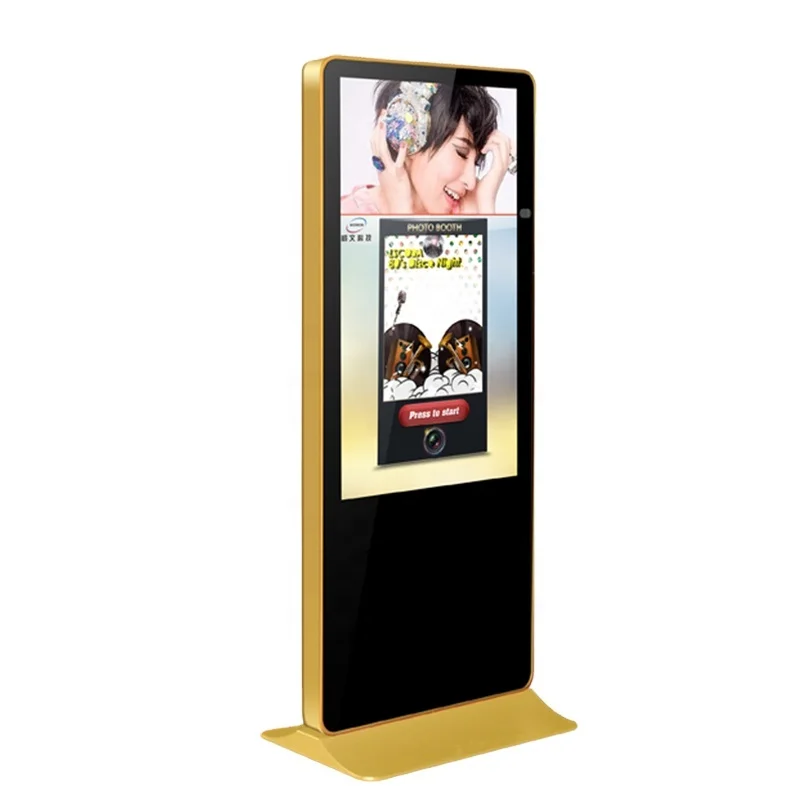 43 inch floor standing LCD photo booth touch screen kiosk with camera printer