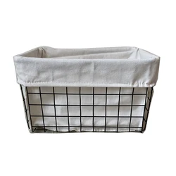 Black Metal Basket Woven Golden Iron With Linen For Storage Cabinet