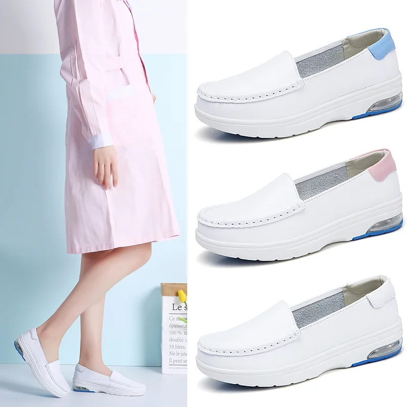 White microfiber upper water proof nurse shoes woman work shoes kitchen safety shoes
