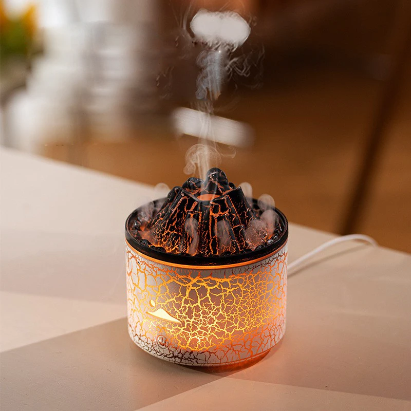 Volcanic Flame Humidifiers Air Aroma Diffuser 180 ML Essential Oils Humidifiers Wth Night Light Flame Diffuser For Bedroom