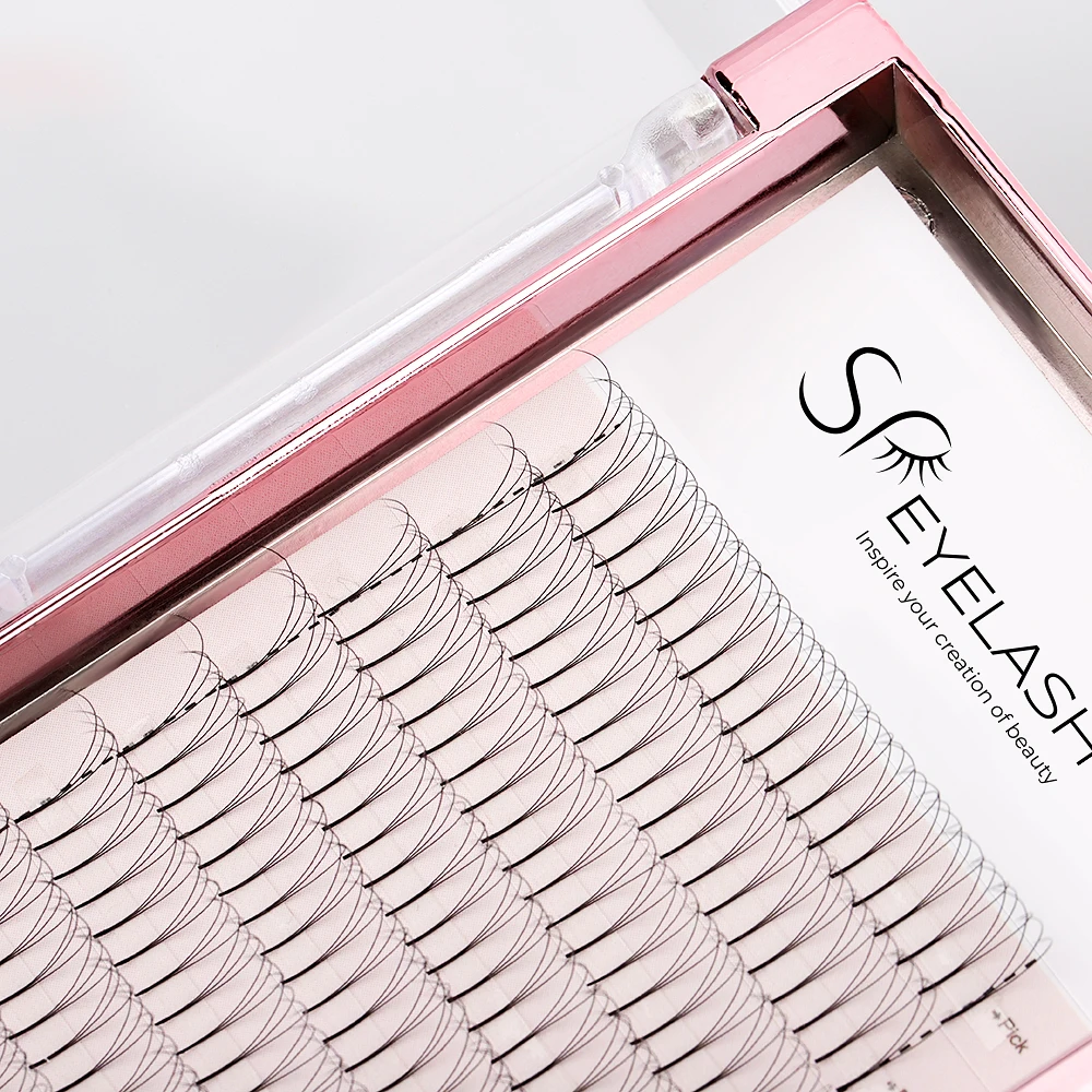 SP EYELASH Long stem Pre Made Fanned Volume Eyelash Extension 3D 4D 5D 6D Fans Lashes 12 Rows