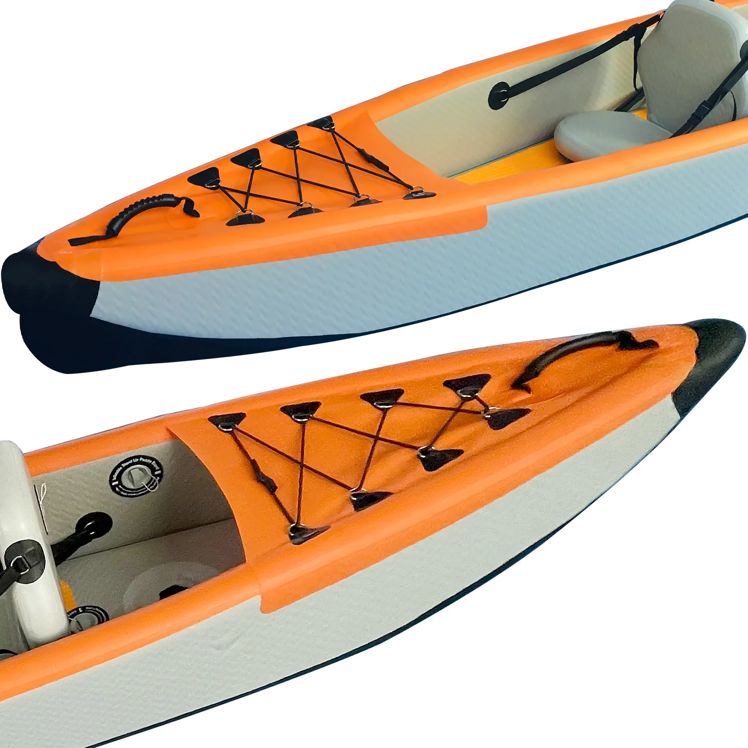 Modular Fishing Inflatable Kayak Canoe Rowing Boat Fishing OEM PVC 2-Person Double Seats Detachable K2 Skiing with Paddles