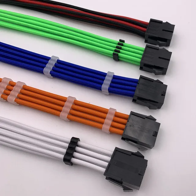 Нейлоновый Плетеный RGB psu компьютерный блок питания 6/7/8/10/24 Pin комплект удлинительных